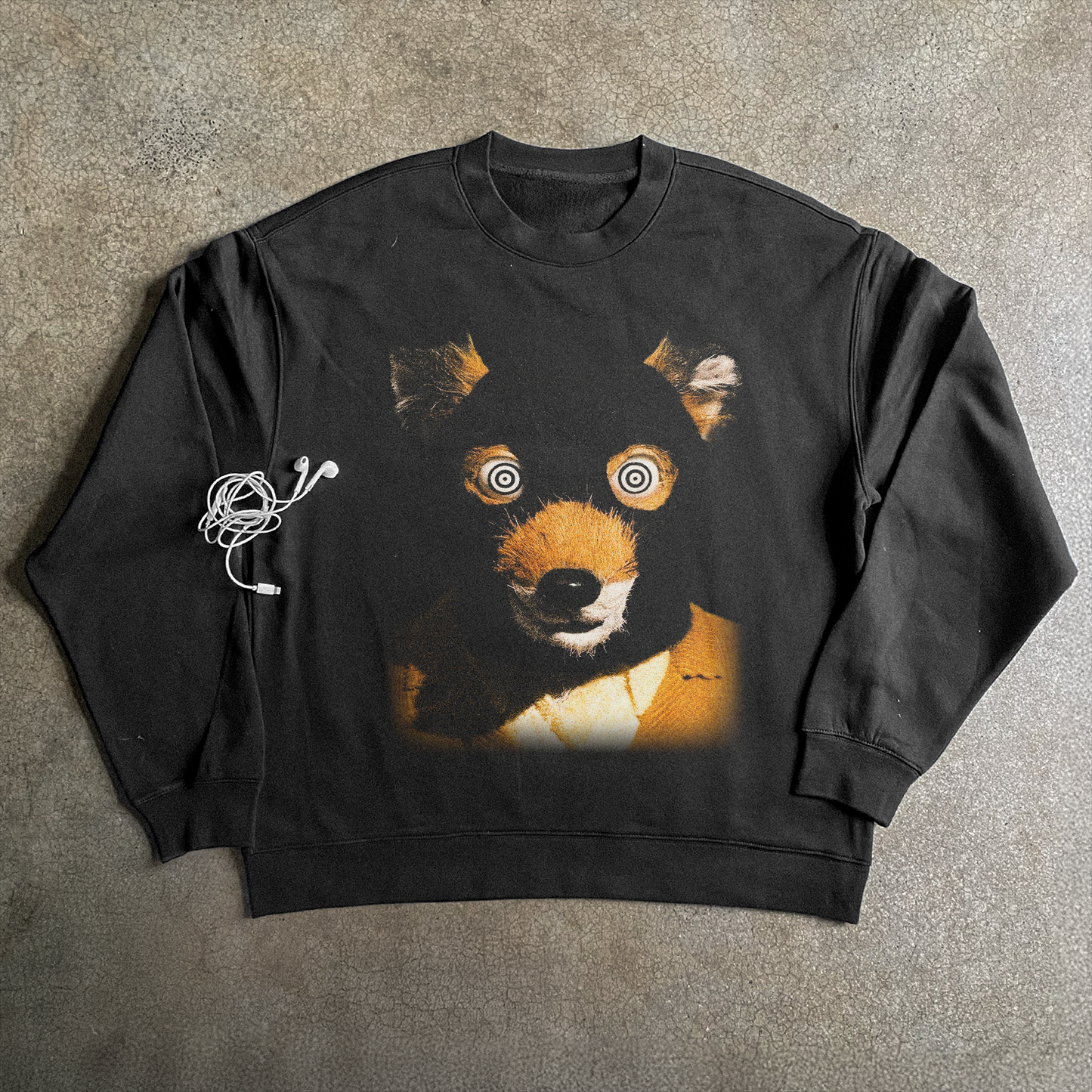 'FANTASTIC MR. FOX' CRAZY EYE BLACK CREWNECK SWEATER