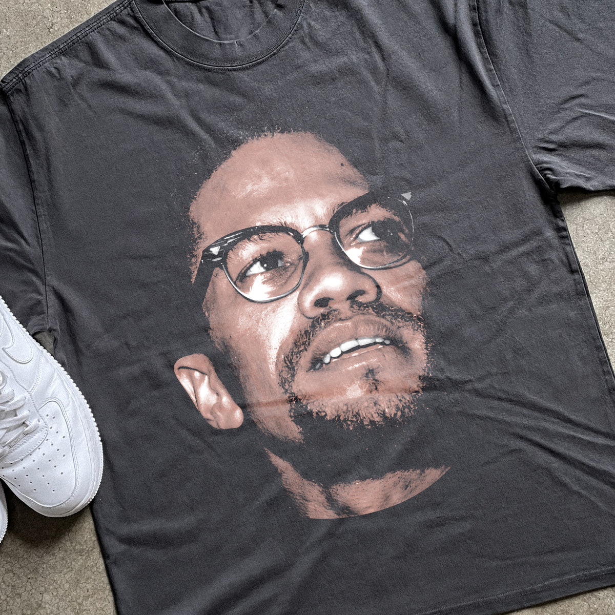 Malcom X Big Head Heavyweight Black T-Shirt