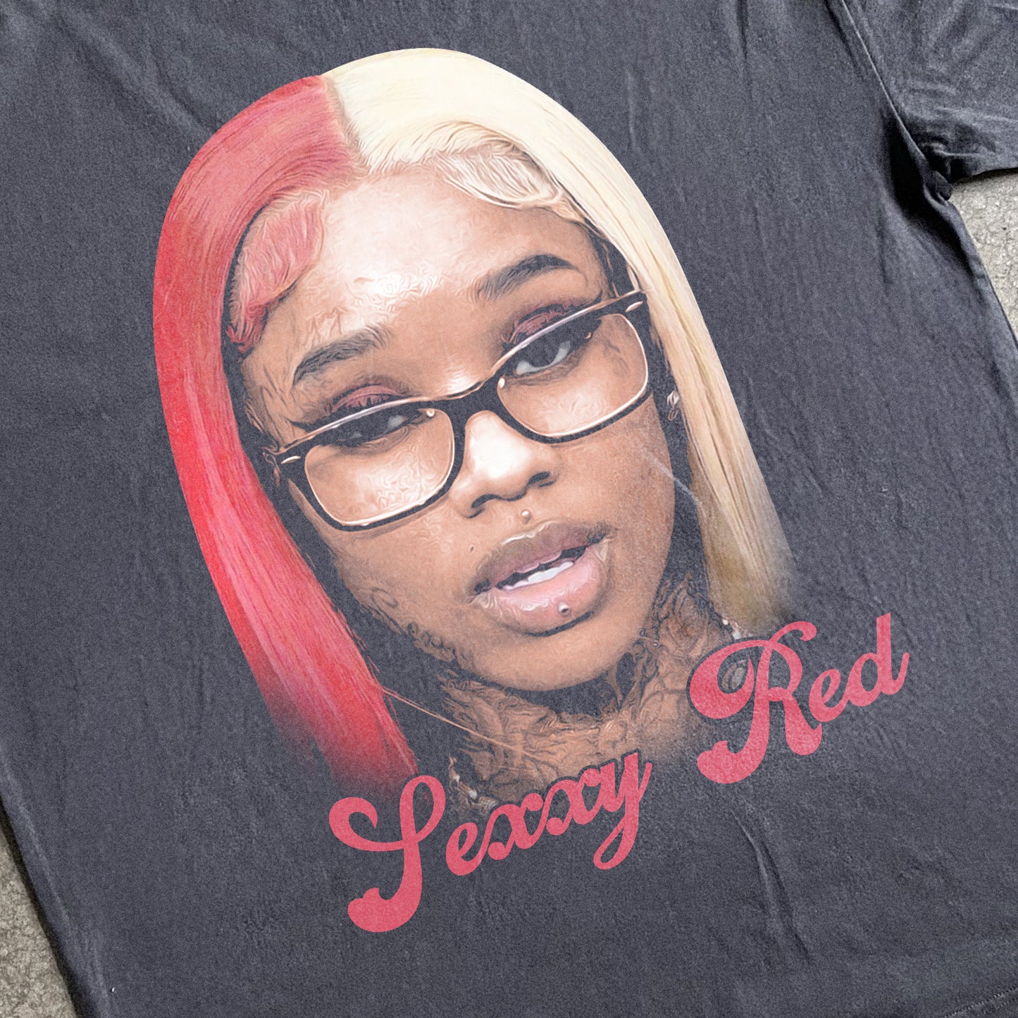 SEXXY RED BIG HEAD HEAVYWEIGHT BLACK T-SHIRT