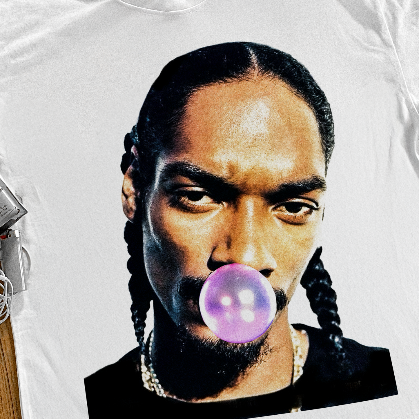 Bubblegum Snoop' Heavyweight White T-Shirt