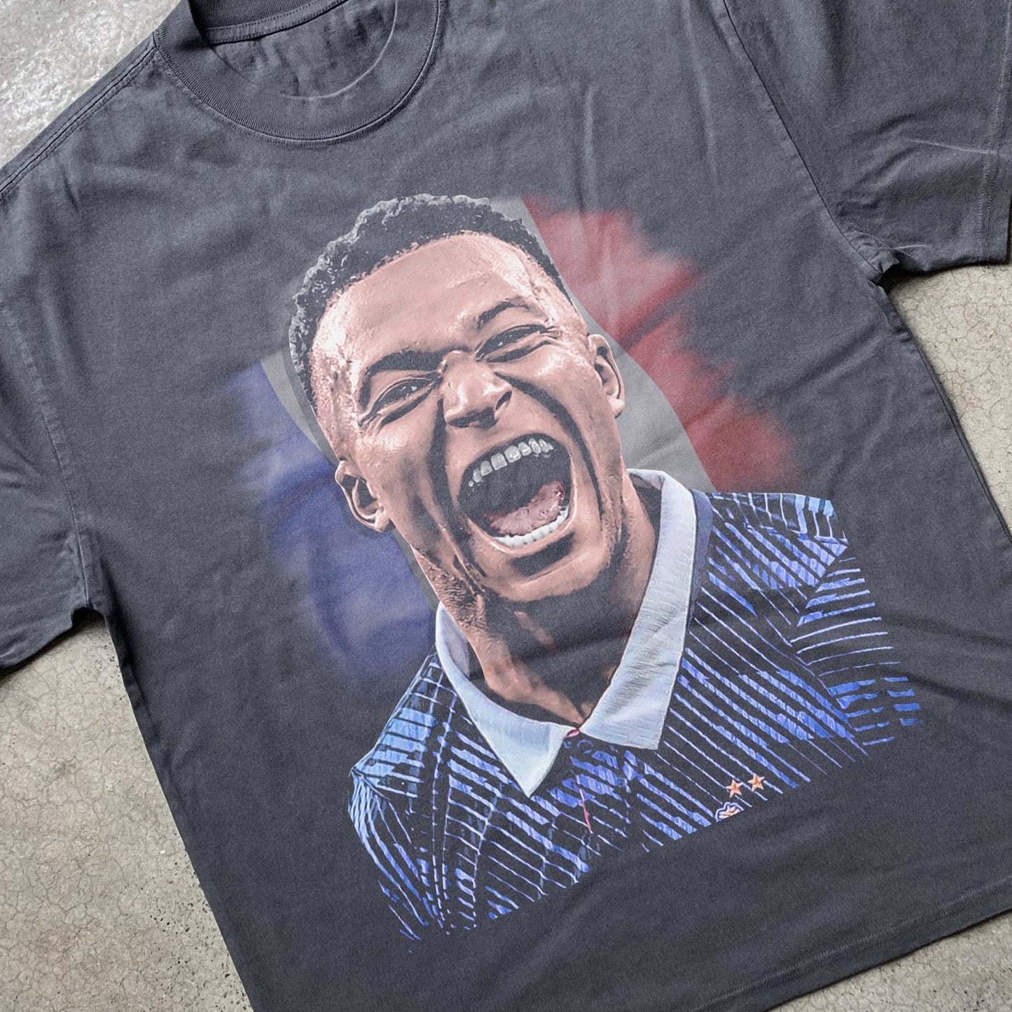 Kylian Mbappe France Big Head Heavyweight Black T-Shirt