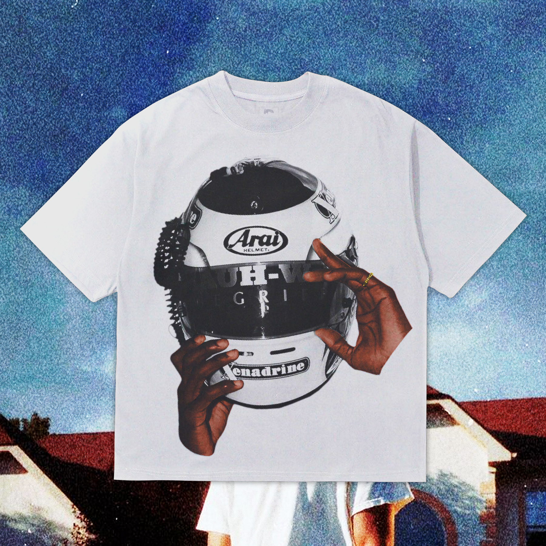 frank ocean blonde motorcycle helmet Frank Ocean Helmet Heavyweight White Tee – Big Head Vintage