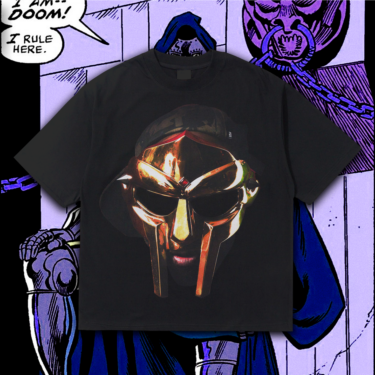DOOM GOLD MASK HEAVYWEIGHT BLACK TEE