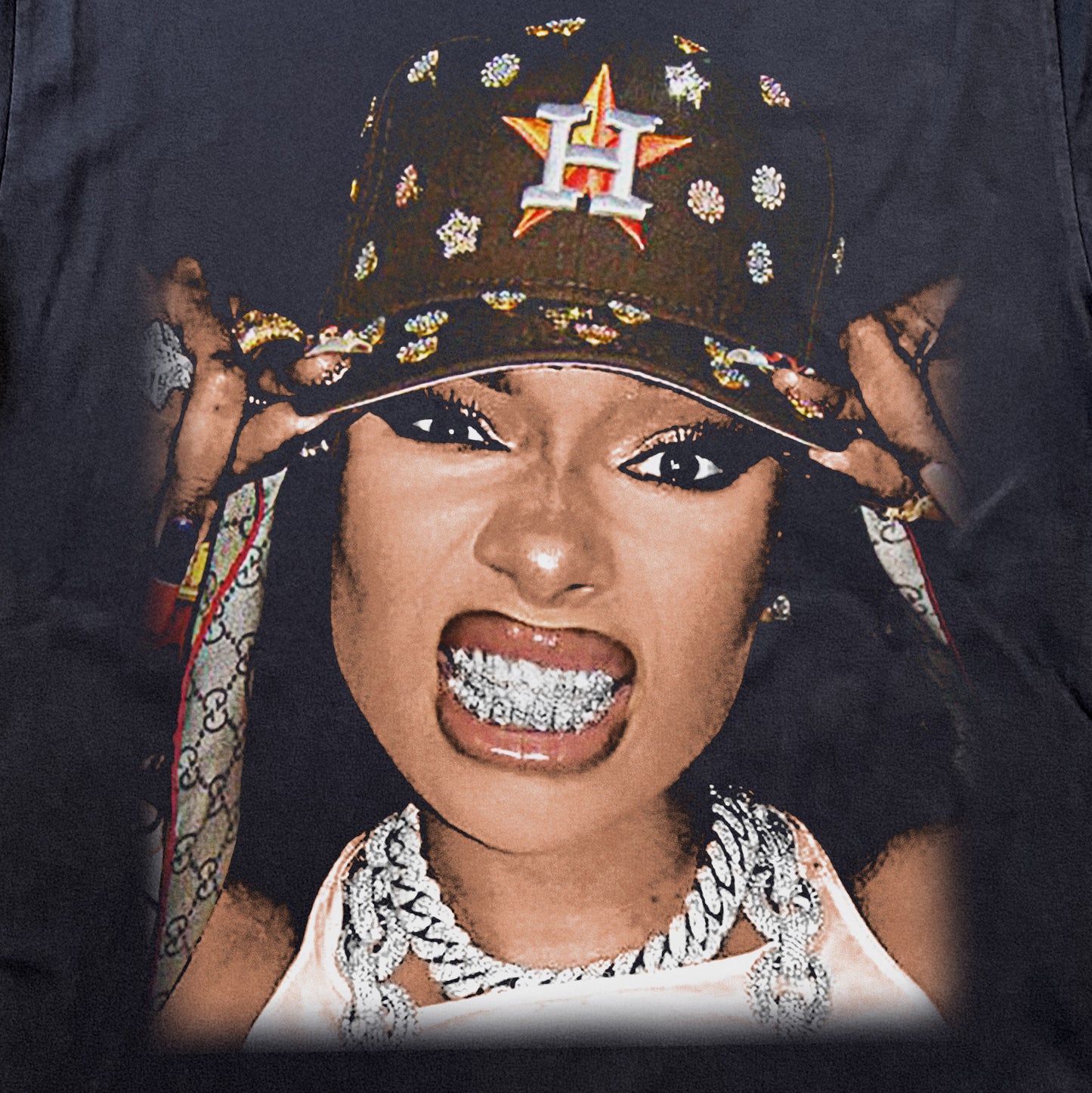 MEGAN THEE STALLION BIG HEAD HEAVYWEIGHT BLACK T-SHIRT