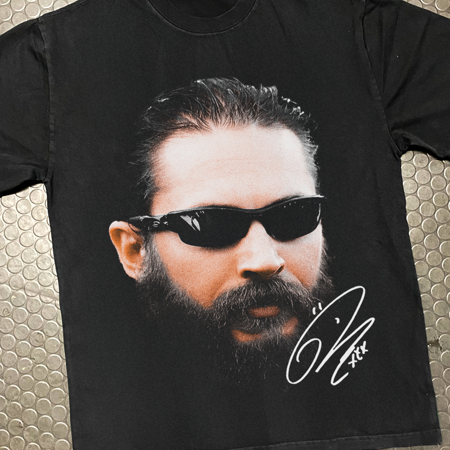 TOM HARDY 'BEARD' HEAVY FADED BLACK TEE