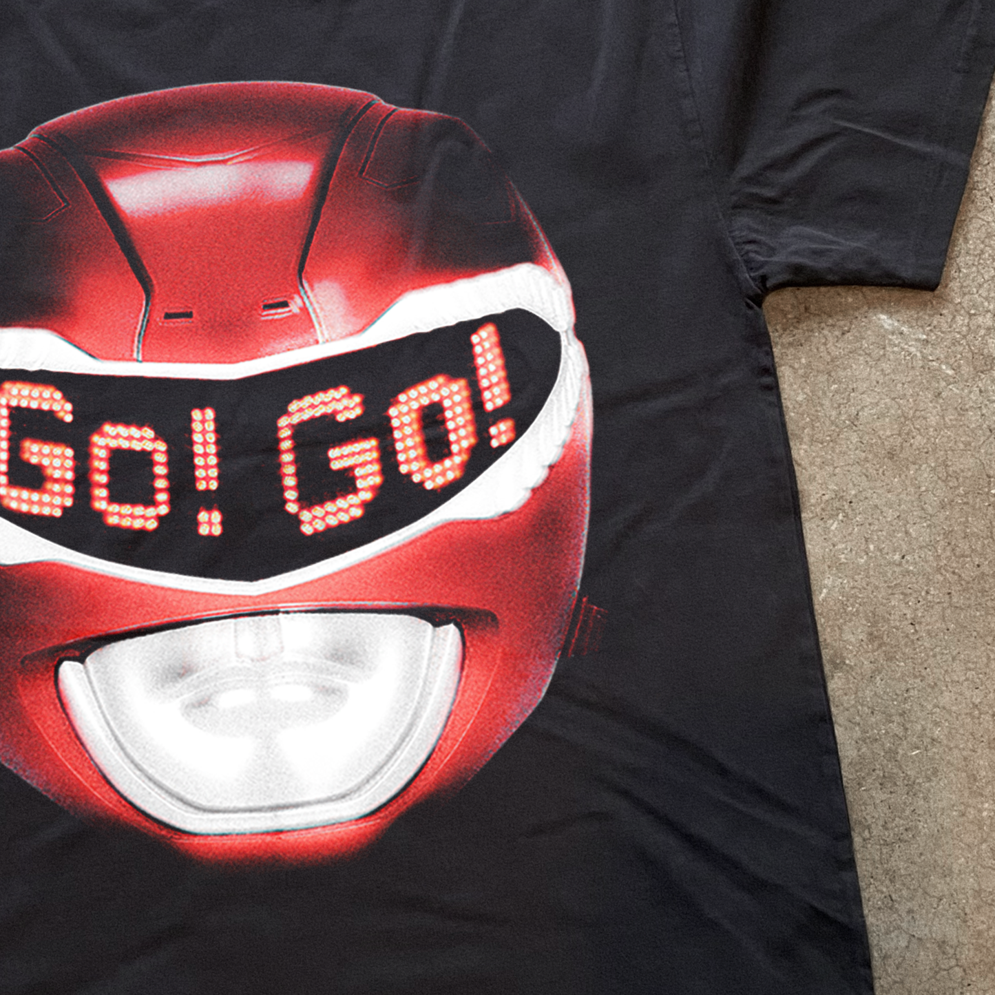 Go Go 'Red Ranger' Heavy Black T-Shirt