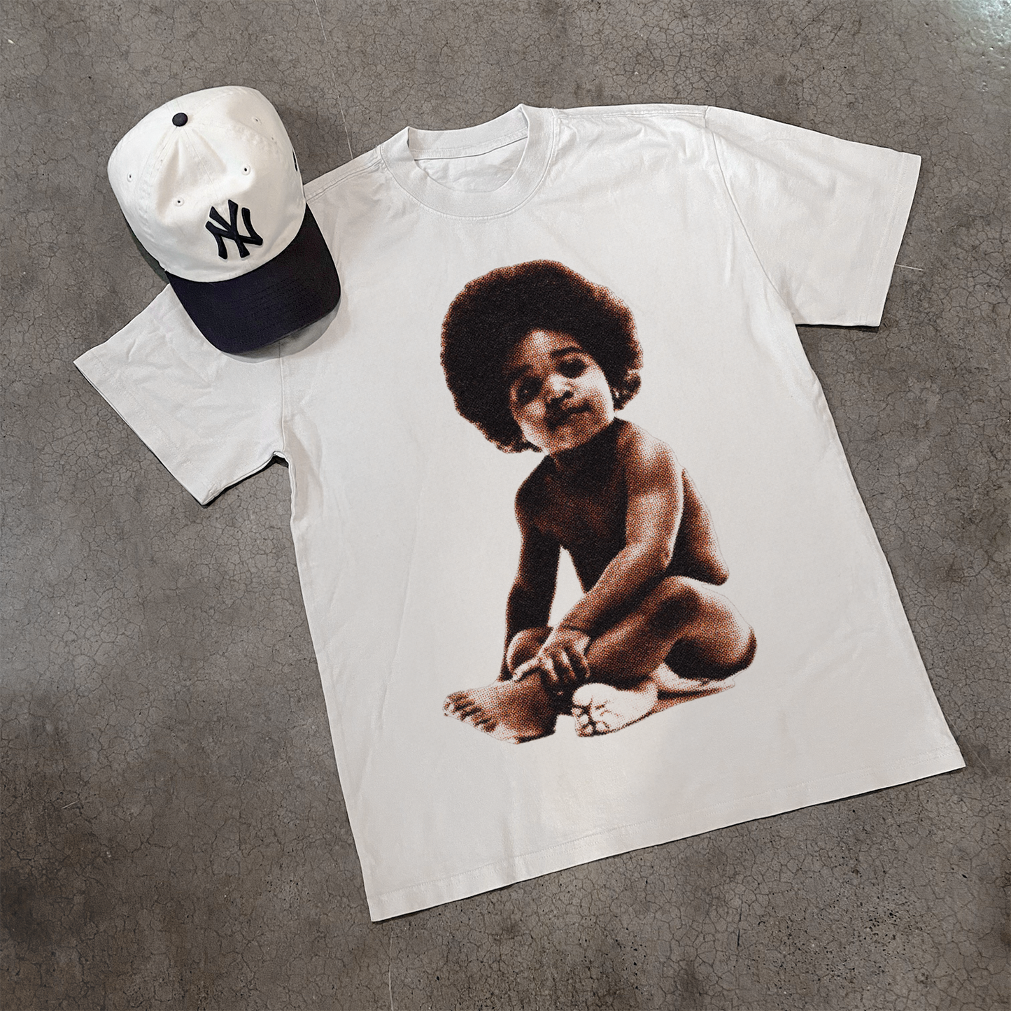 Baby Biggie' Heavy Faded White Tee