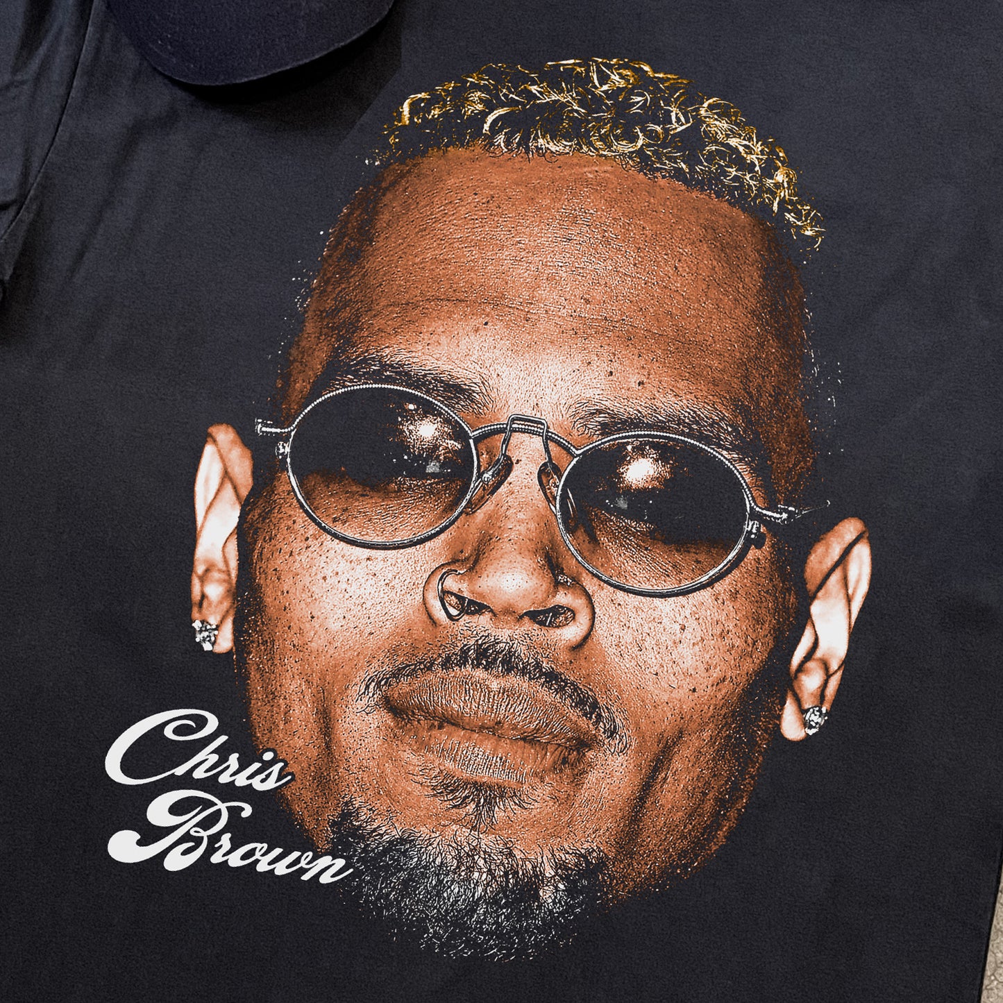 Chris Brown Big Head Heavyweight Black T-Shirt