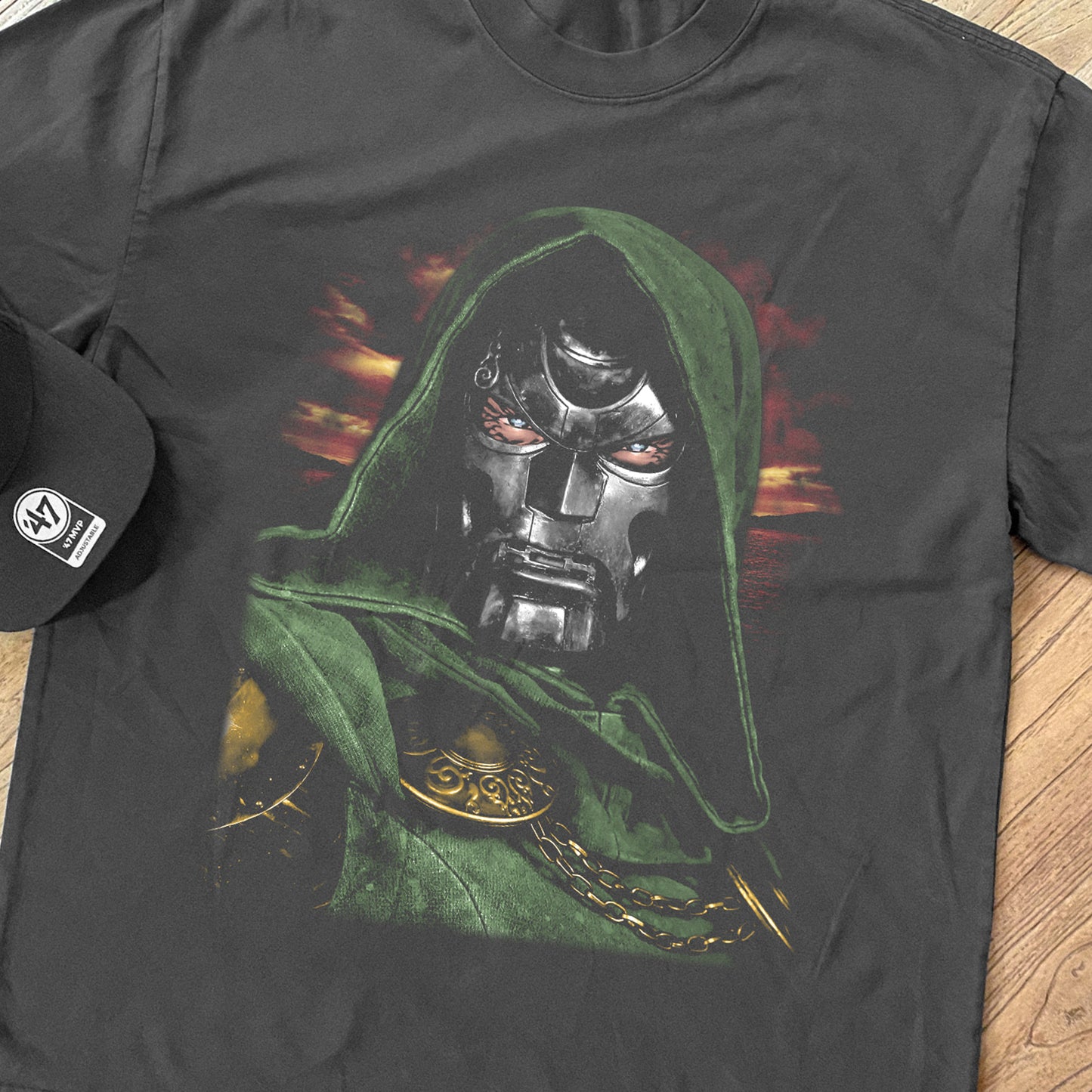 Dr. Doom Big Head Heavyweight Black T-Shirt