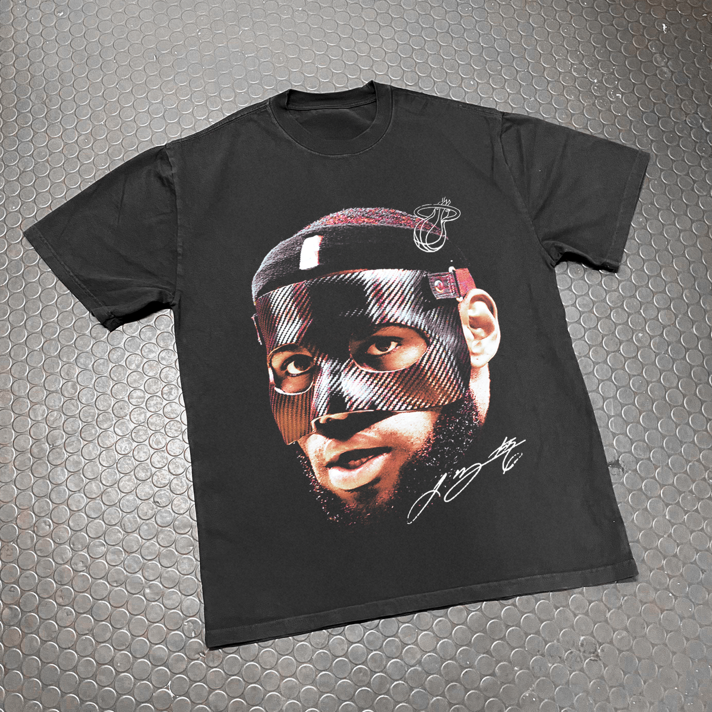 MIAMI 'MASKED LEBRON' HEAVY BLACK T-SHIRT