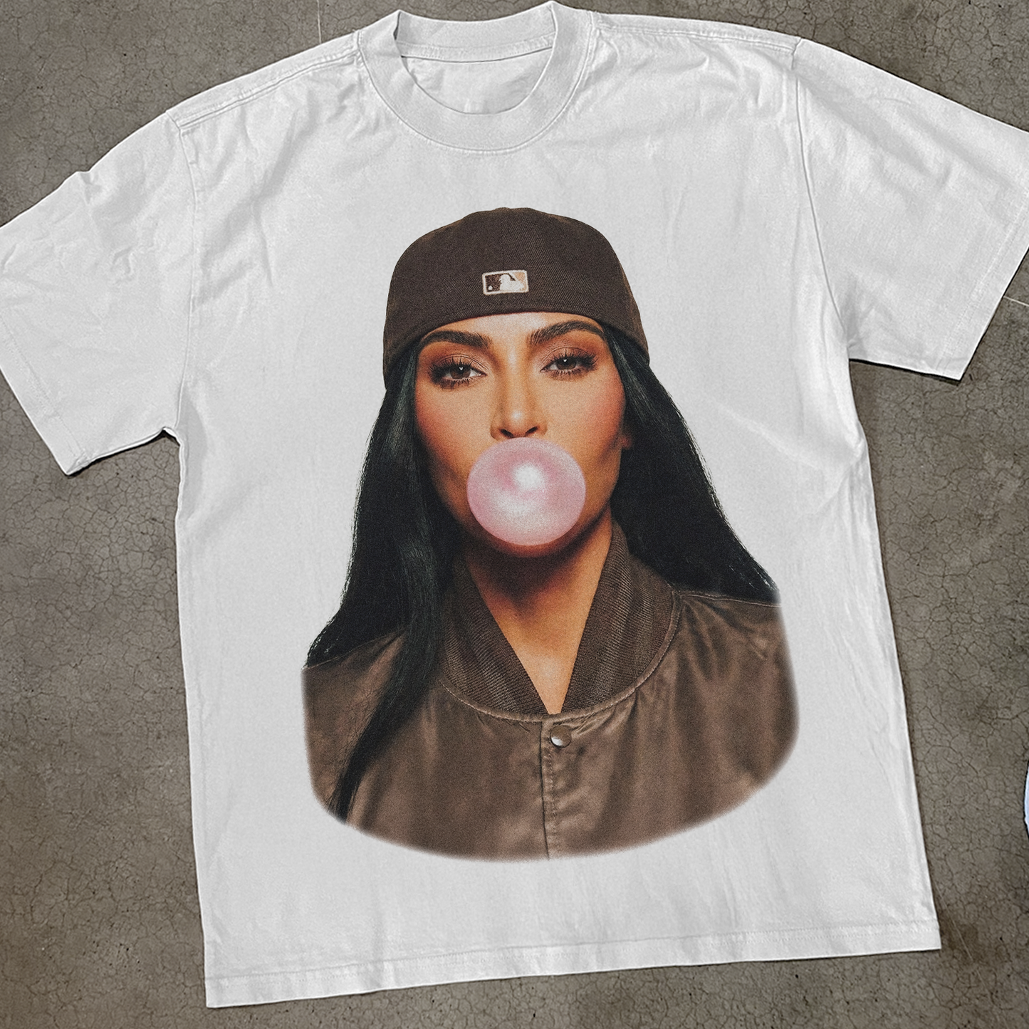 Kim K 'Bubblegum' Heavy Faded White Tee
