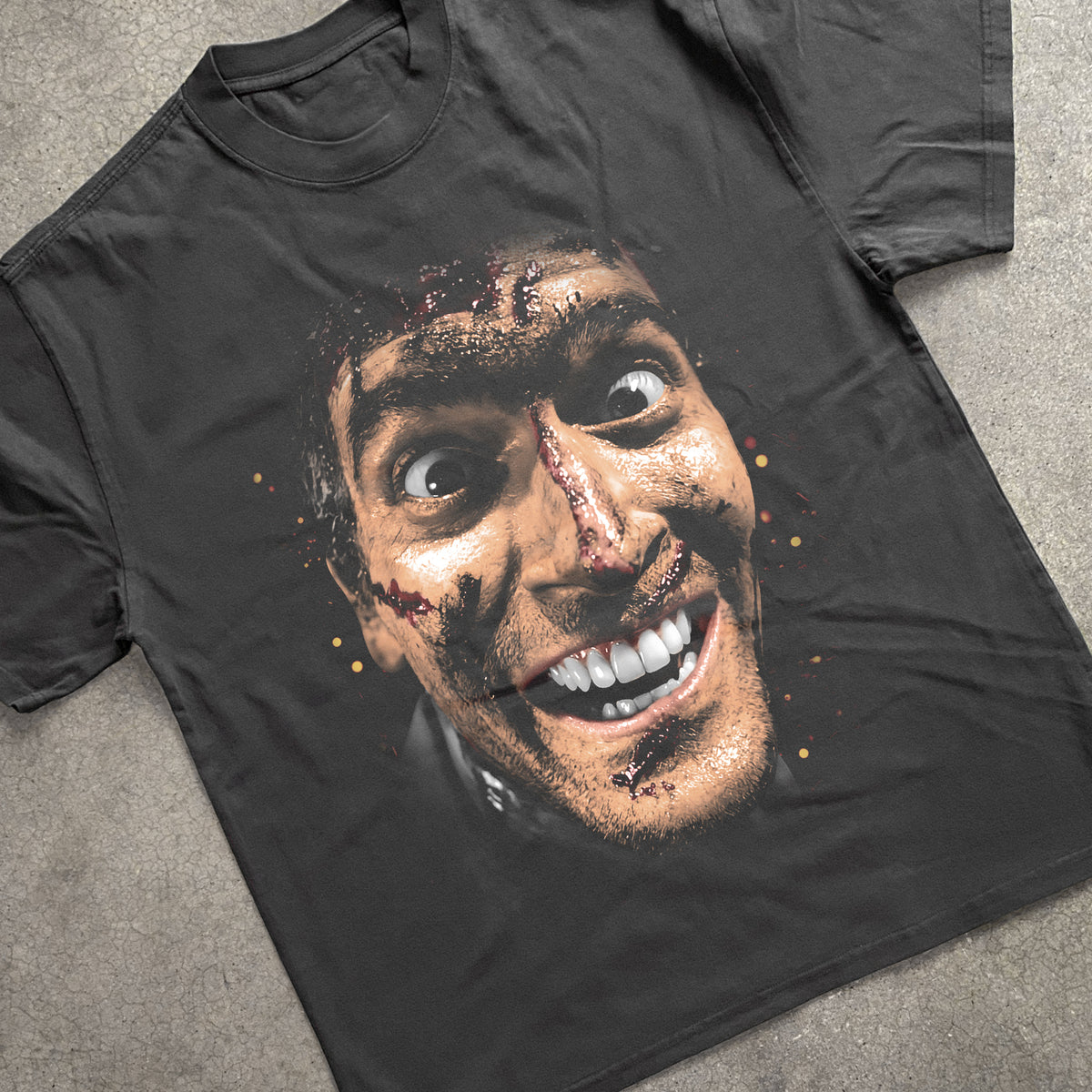 Ash Evil Dead 2 Big Head Heavyweight Black T-Shirt