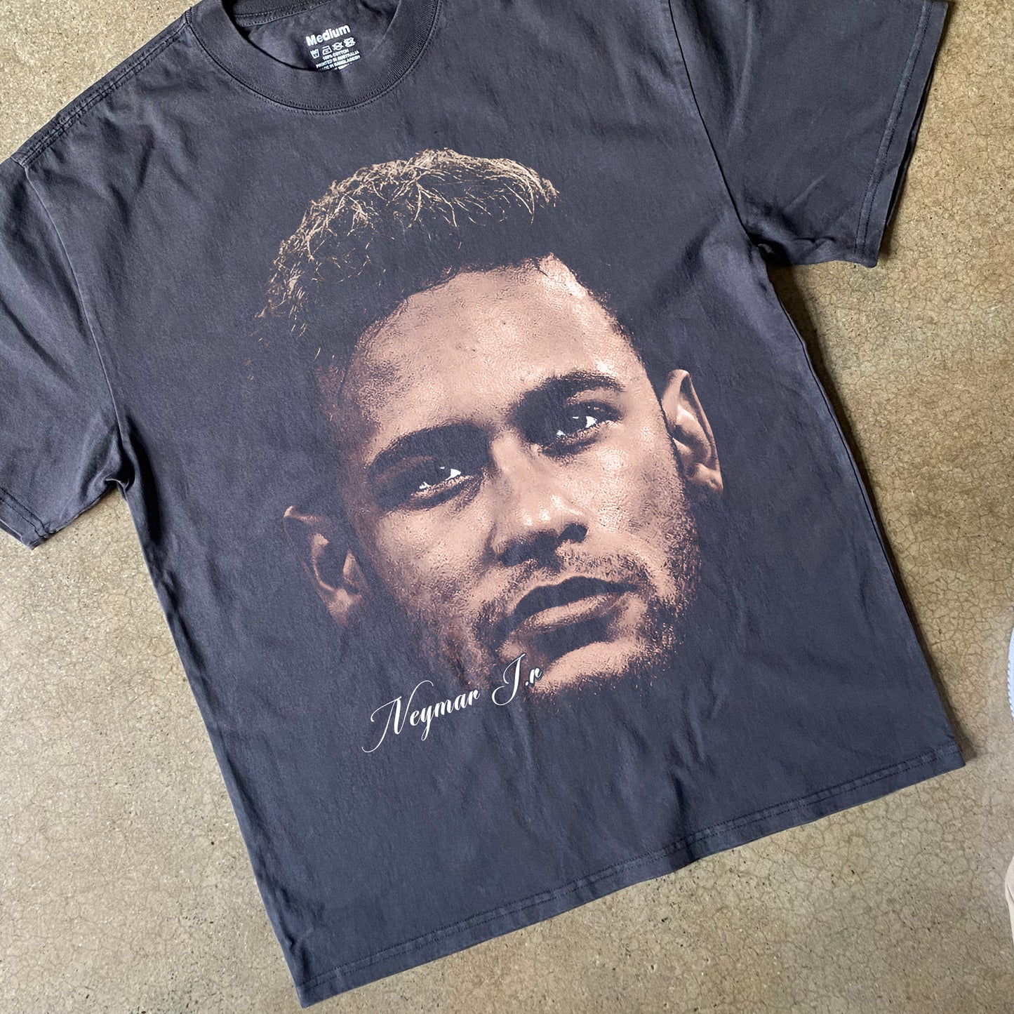 Neymar Jr Big Head Heavyweight Black T-Shirt
