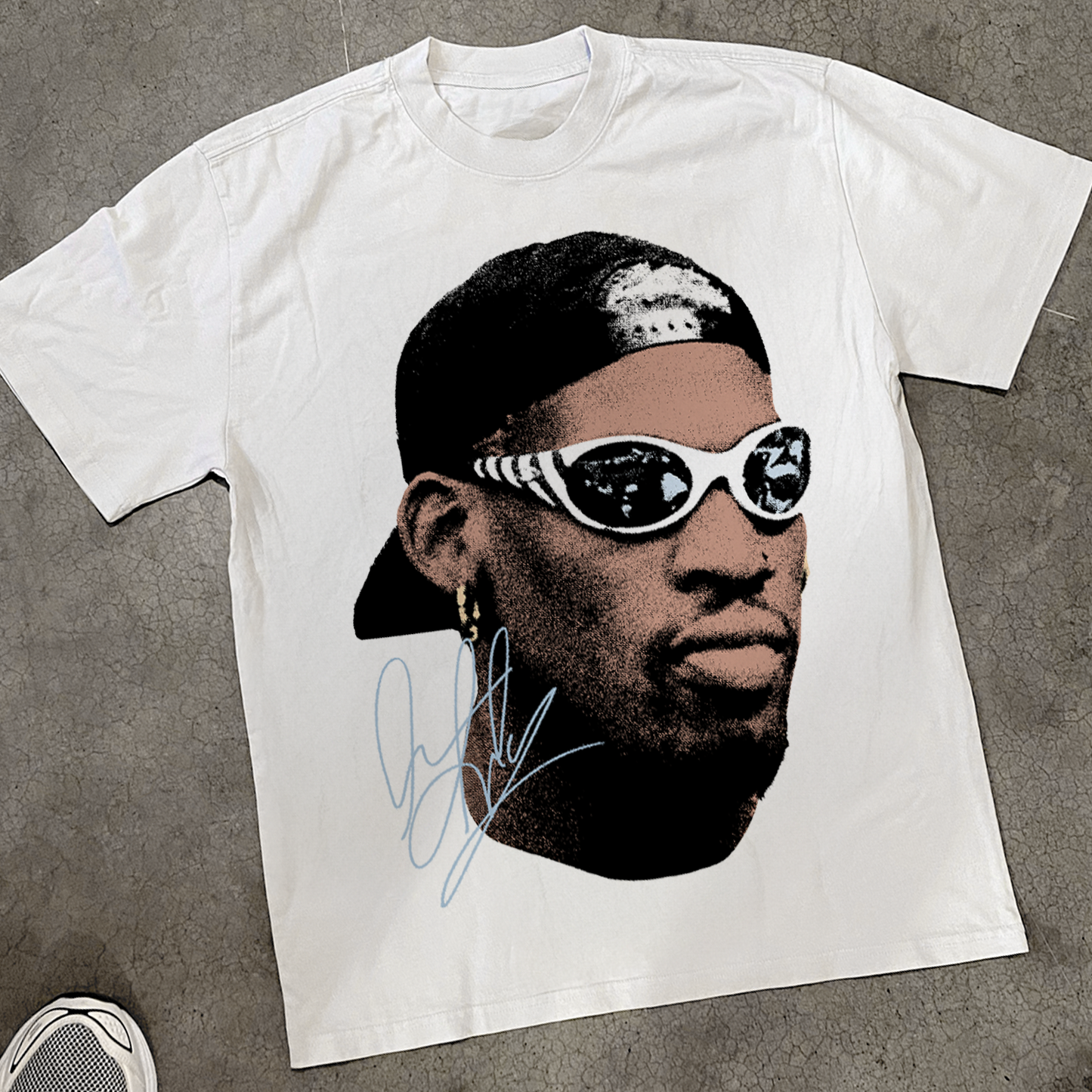 RODMAN 'GOGGLES' HEAVY FADED WHITE TEE