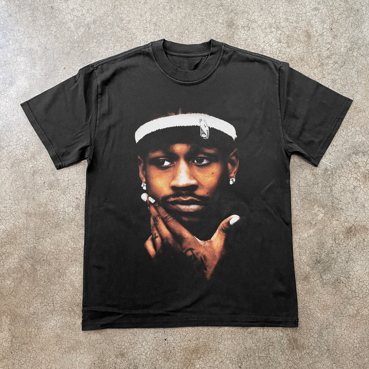 A. IVERSON 'THINKER' HEAVY FADED BLACK T-SHIRT