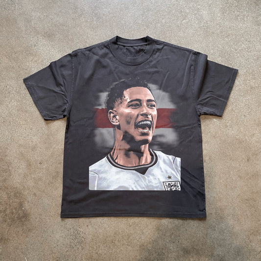 Jude Bellingham England Big Head Heavyweight Black T-Shirt