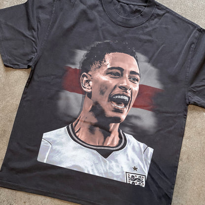 Jude Bellingham England Big Head Heavyweight Black T-Shirt