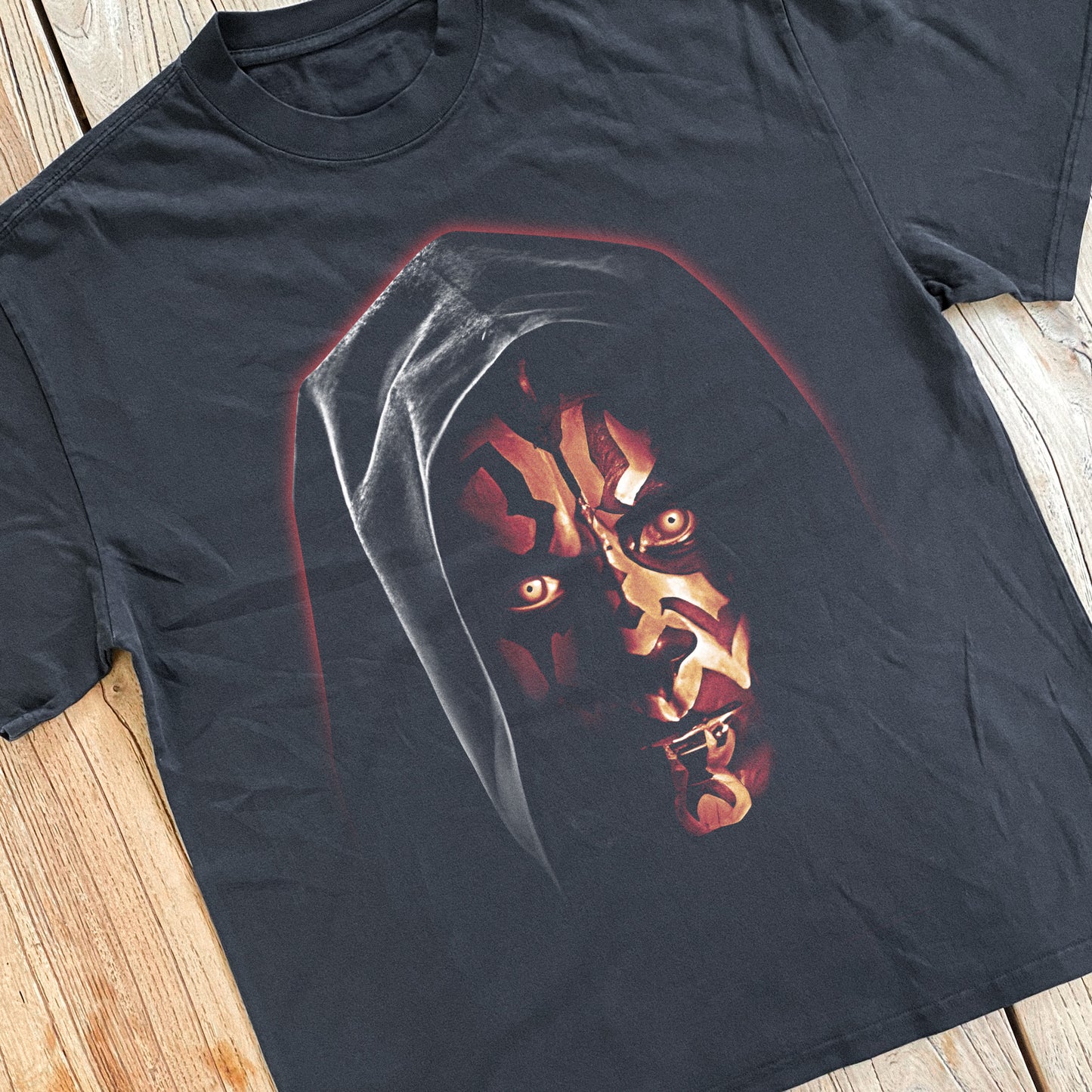 Darth Maul - Hood Up  Heavyweight Black T-Shirt