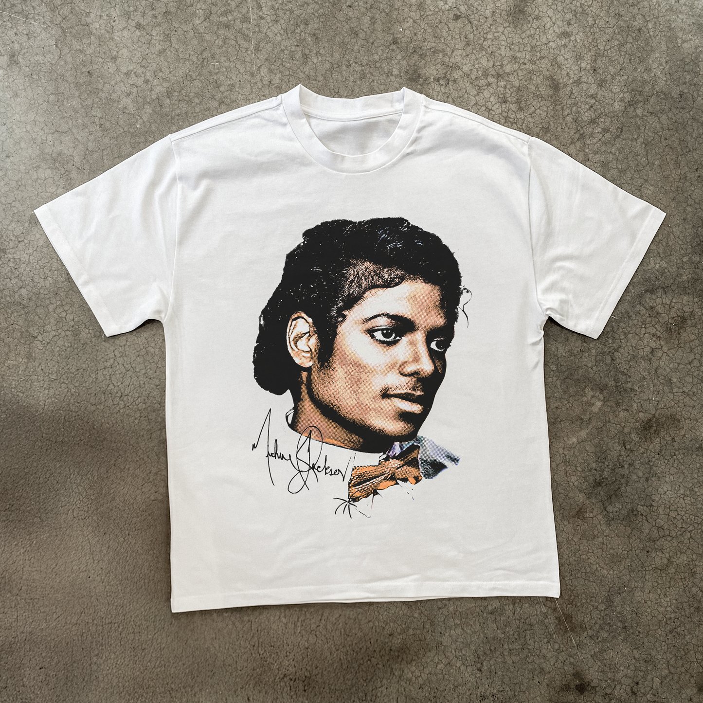 Micheal Jackson 'Bowtie' Portrait Heavy White Tee