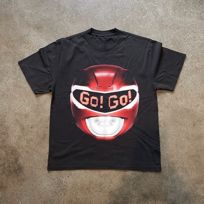 GO GO 'RED RANGER' HEAVY BLACK T-SHIRT