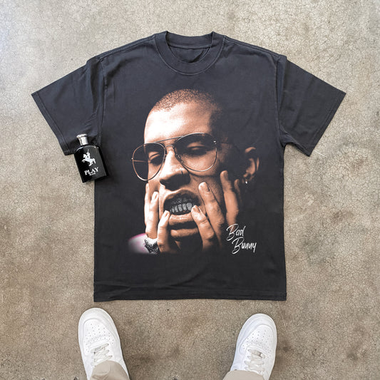 BAD BUNNY - BIG HEAD HEAVYWEIGHT BLACK T-SHIRT
