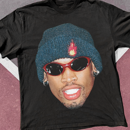 Rodman 'Blue Beanie' Sunglasses Heavyweight Faded Black tee
