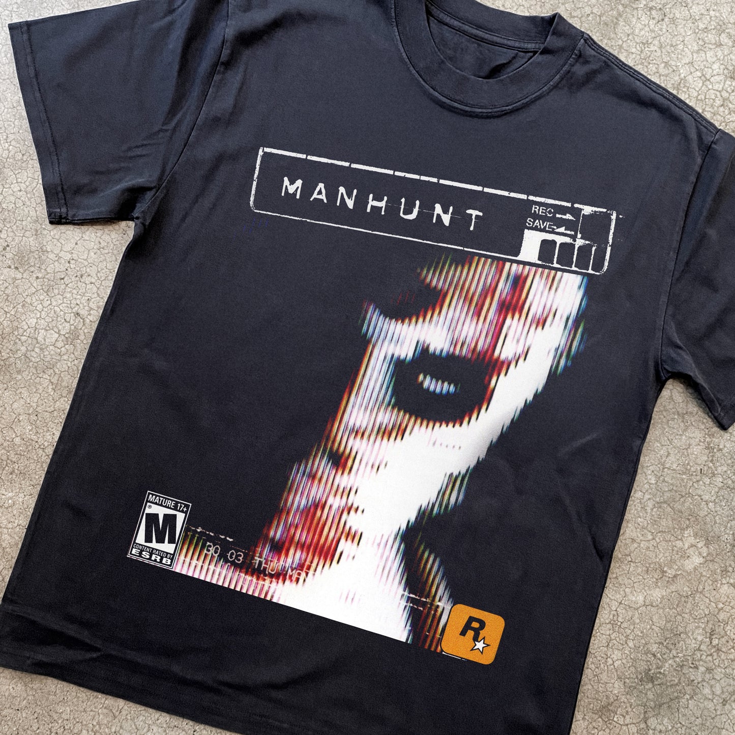 Manhunt PS2 Cover Heavyweight Black T-Shirt