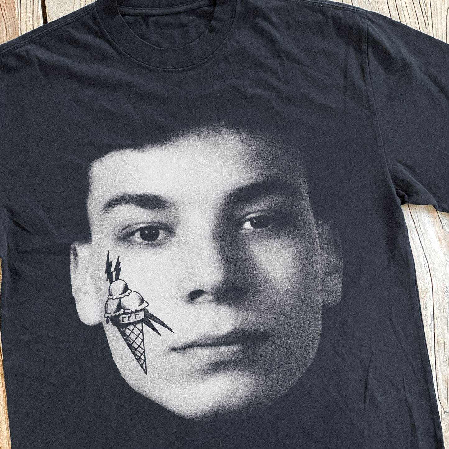 JIMMY FALLON 'GUCCI TAT' HEAVY FADED BLACK TEE