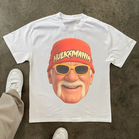 HULK HOGAN ANIMATED STYLE HEAVYWEIGHT WHITE T-SHIRT