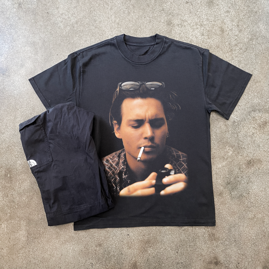 JOHNNY 'SMOKE' HEAVY FADED BLACK TEE