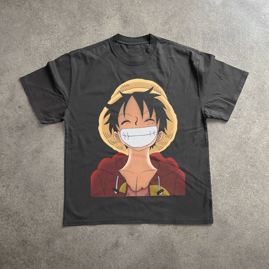 Straw Hat Smile - Monkey D.Luffy  Heavyweight Black T-Shirt