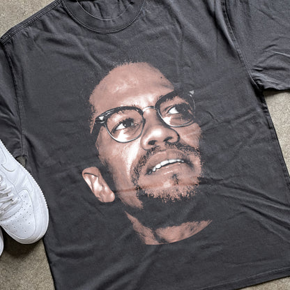 Malcom X Big Head Heavyweight Black T-Shirt
