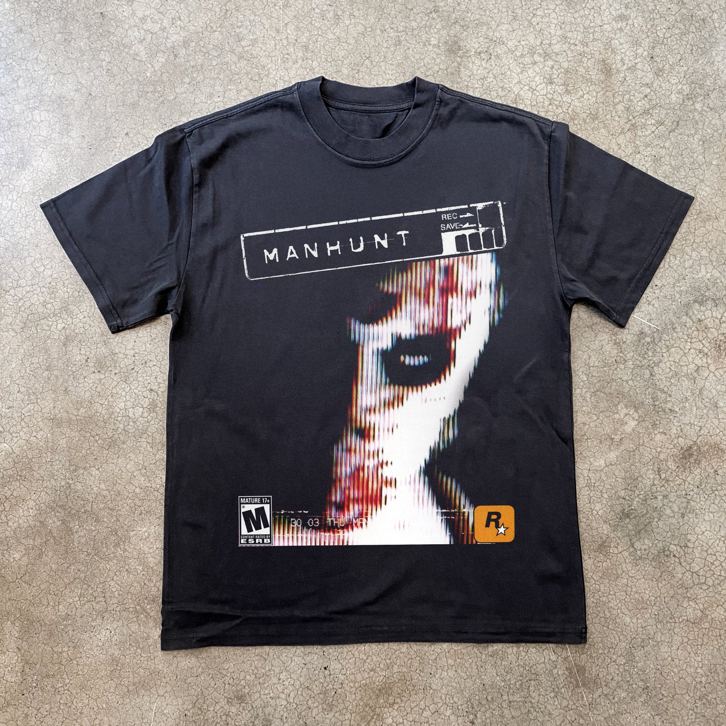 Manhunt PS2 Cover Heavyweight Black T-Shirt