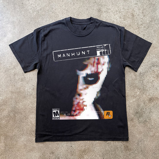 Manhunt PS2 Cover Heavyweight Black T-Shirt