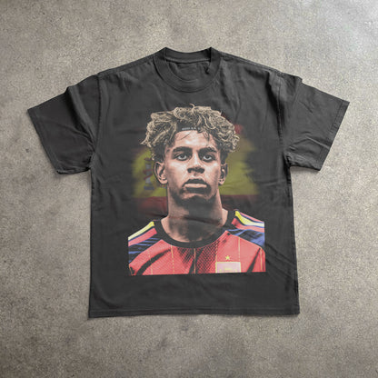 Lamine Yamal Spain Big Head Heavyweight Black T-Shirt