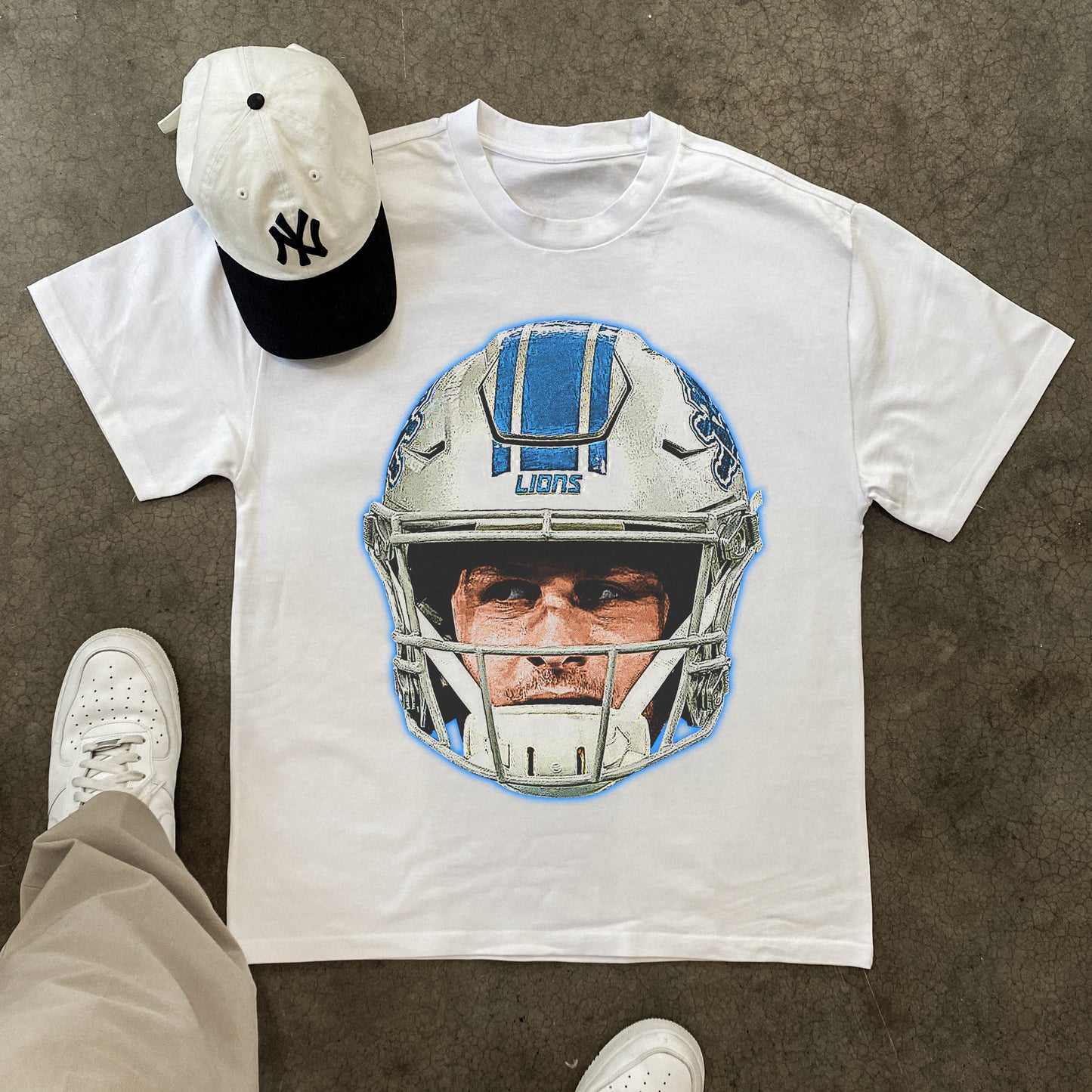 DETROIT LIONS - JVRED GOFF HEAVYWEIGHT WHITE T-SHIRT