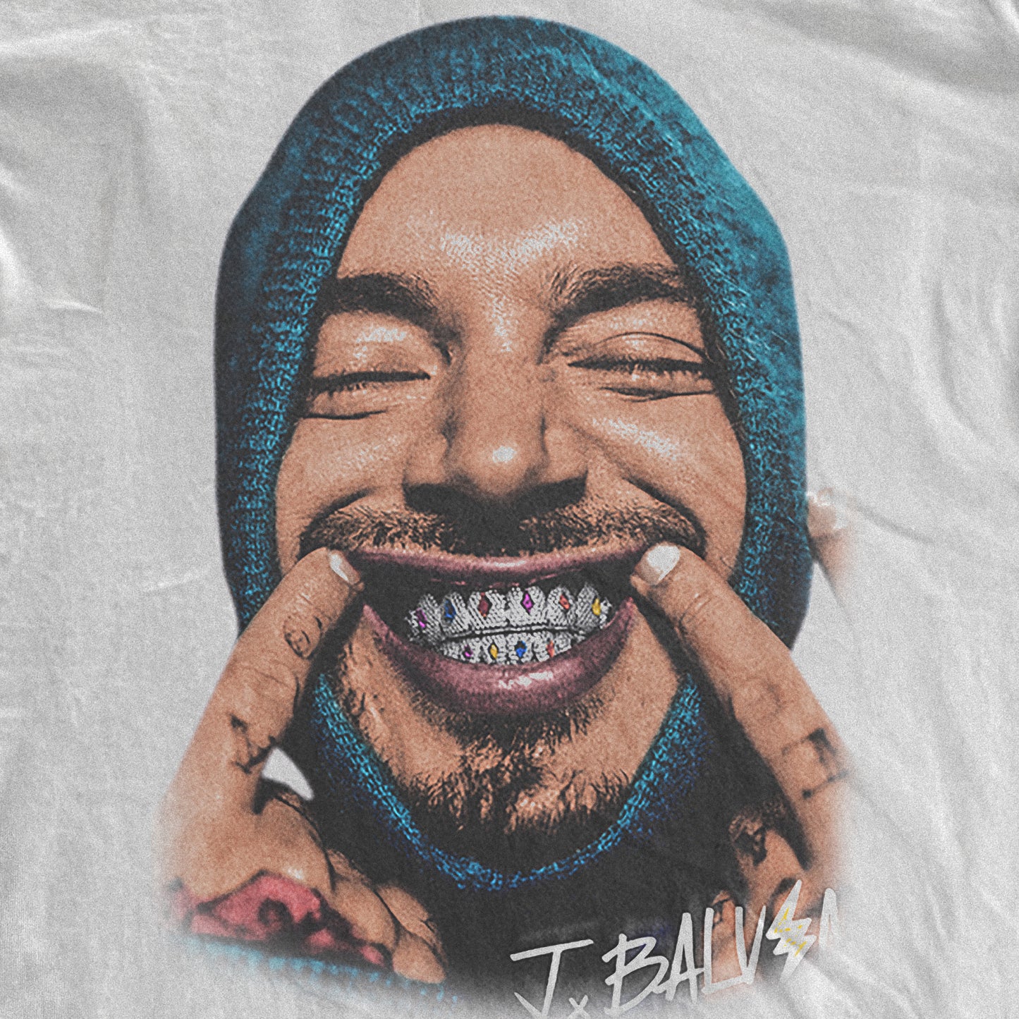 J BALVIN BIG HEAD HEAVYWEIGHT WHITE T-SHIRT