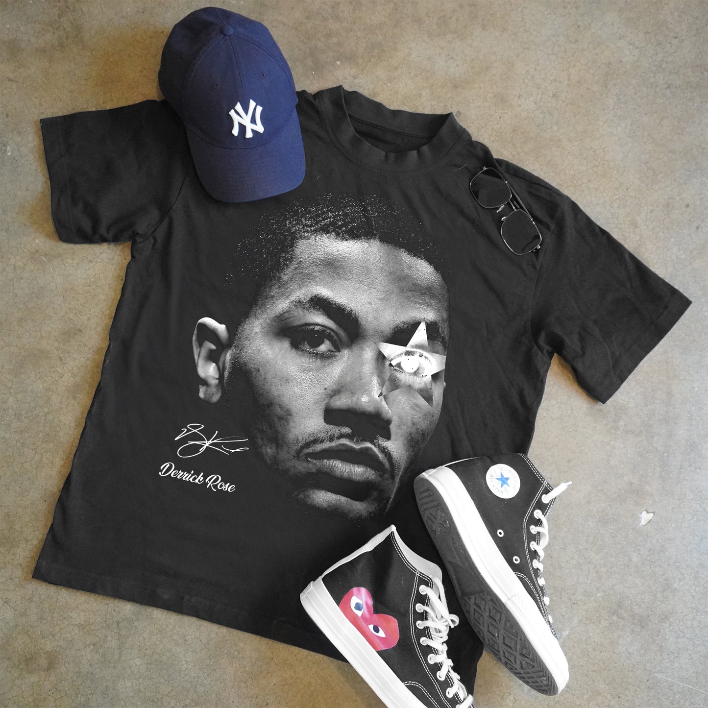 DERRICK ROSE HEAVYWEIGHT BLACK T-SHIRT