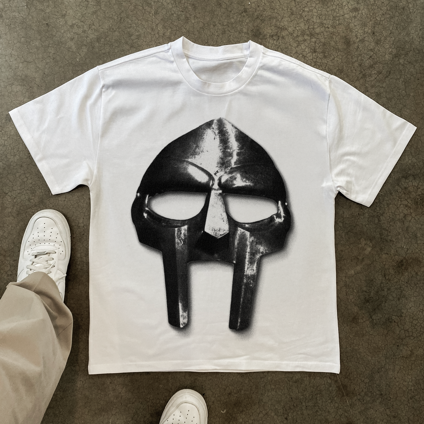 'DOOM MASK' HEAVYWEIGHT WHITE T-SHIRT