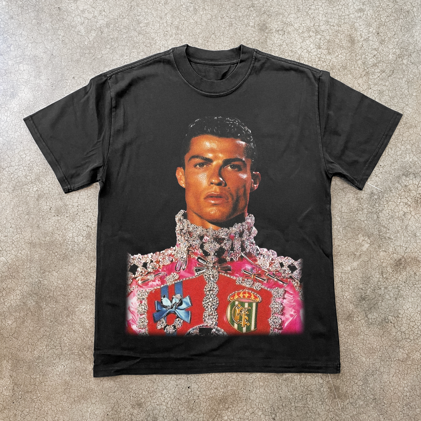 'KING CHRISTIANO' HEAVYWEIGHT BLACK T-SHIRT