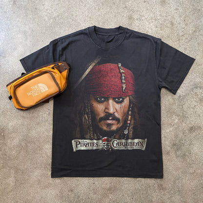 JACK SPARROW - PIRATTES OF CARIBBEAN BLACK HEAVYWEIGHT T-SHIRT