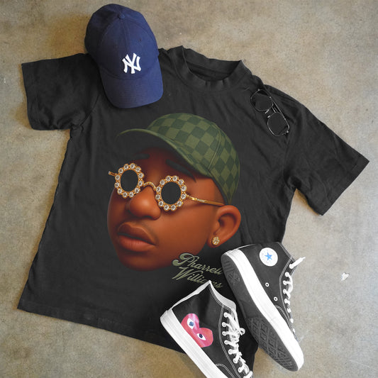 PHARELL WILLIAMS 'LV SPRING' HEAVYWEIGHT BLACK T-SHIRT