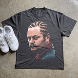 Ron Swanson Braids Heavyweight Black T-Shirt