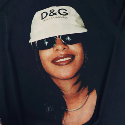 AALIYAH "D&G" HEAVYWEIGHT BLACK T-SHIRT