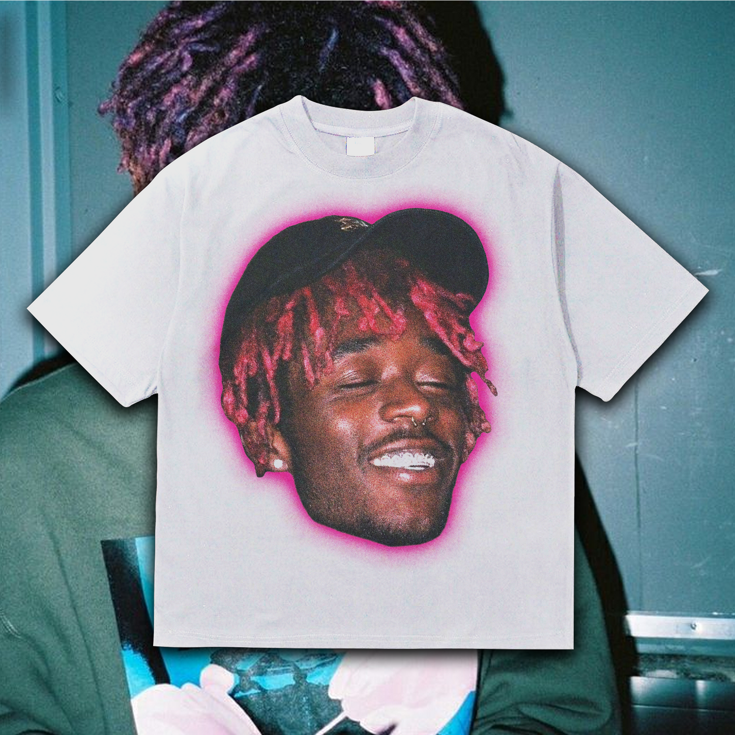 LIL UZI VERT PINK AURA HEAVYWEIGHT WHITE TEE