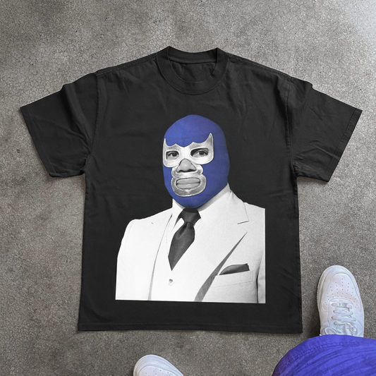 'BLUE DEMON' LUCHA LEGEND BLACK HEAVYWEIGHT T-SHIRT