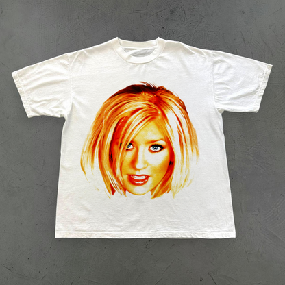 90s CHRISTINA AGUILERA HEAVYWEIGHT WHITE T-SHIRT