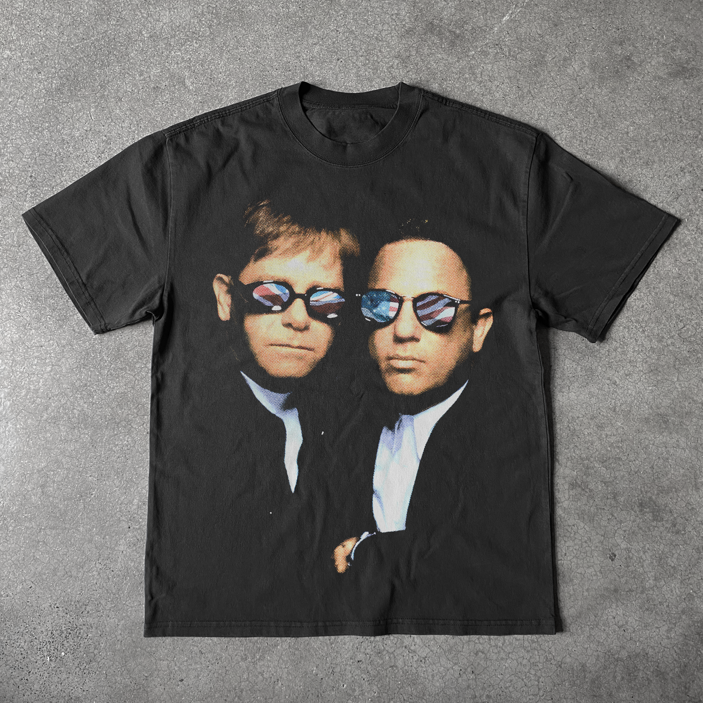 'ELTON AND BILLY' HEAVYWEIGHT BLACK T-SHIRT