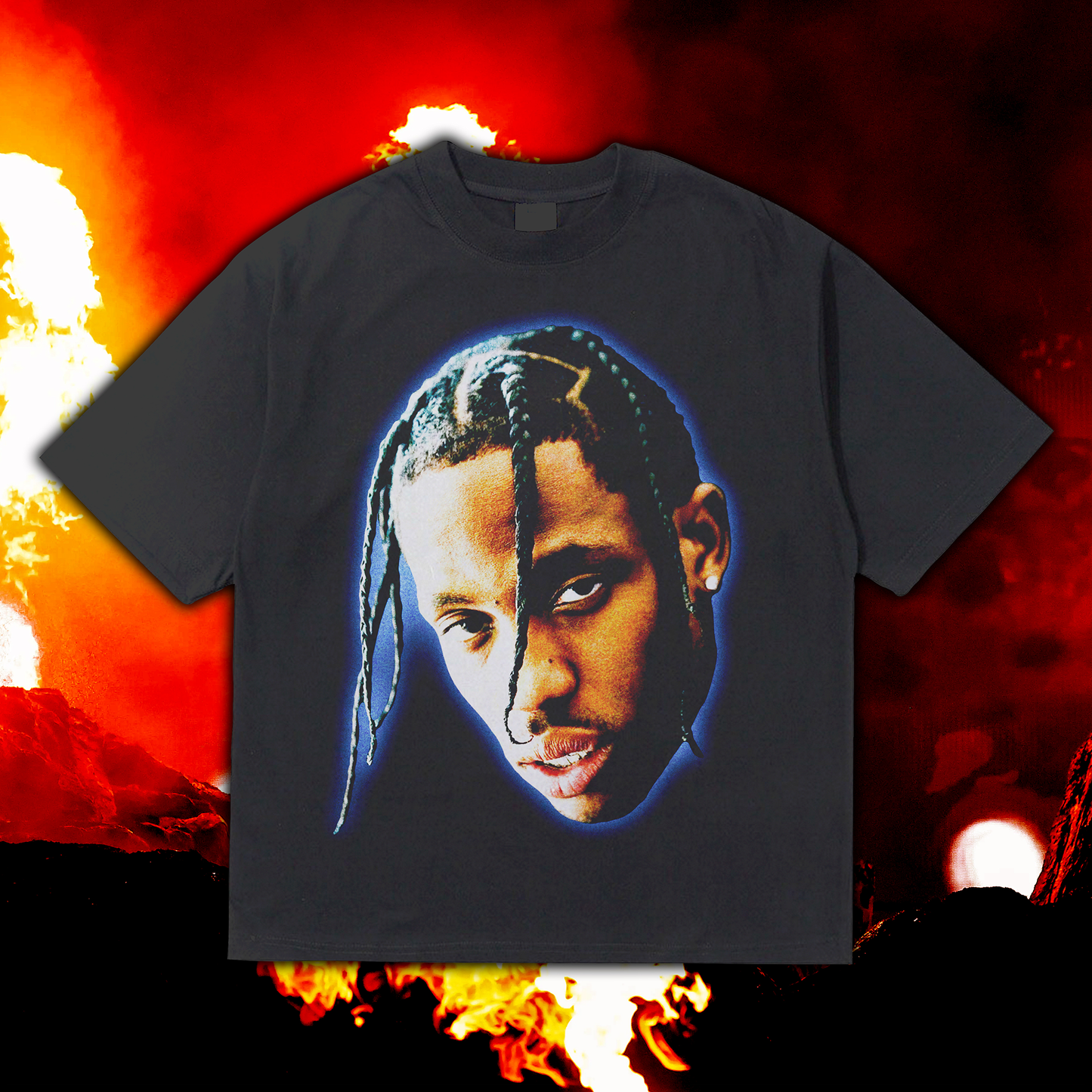 LA FLAME UTOPIA HEAVYWEIGHT BLACK TEE