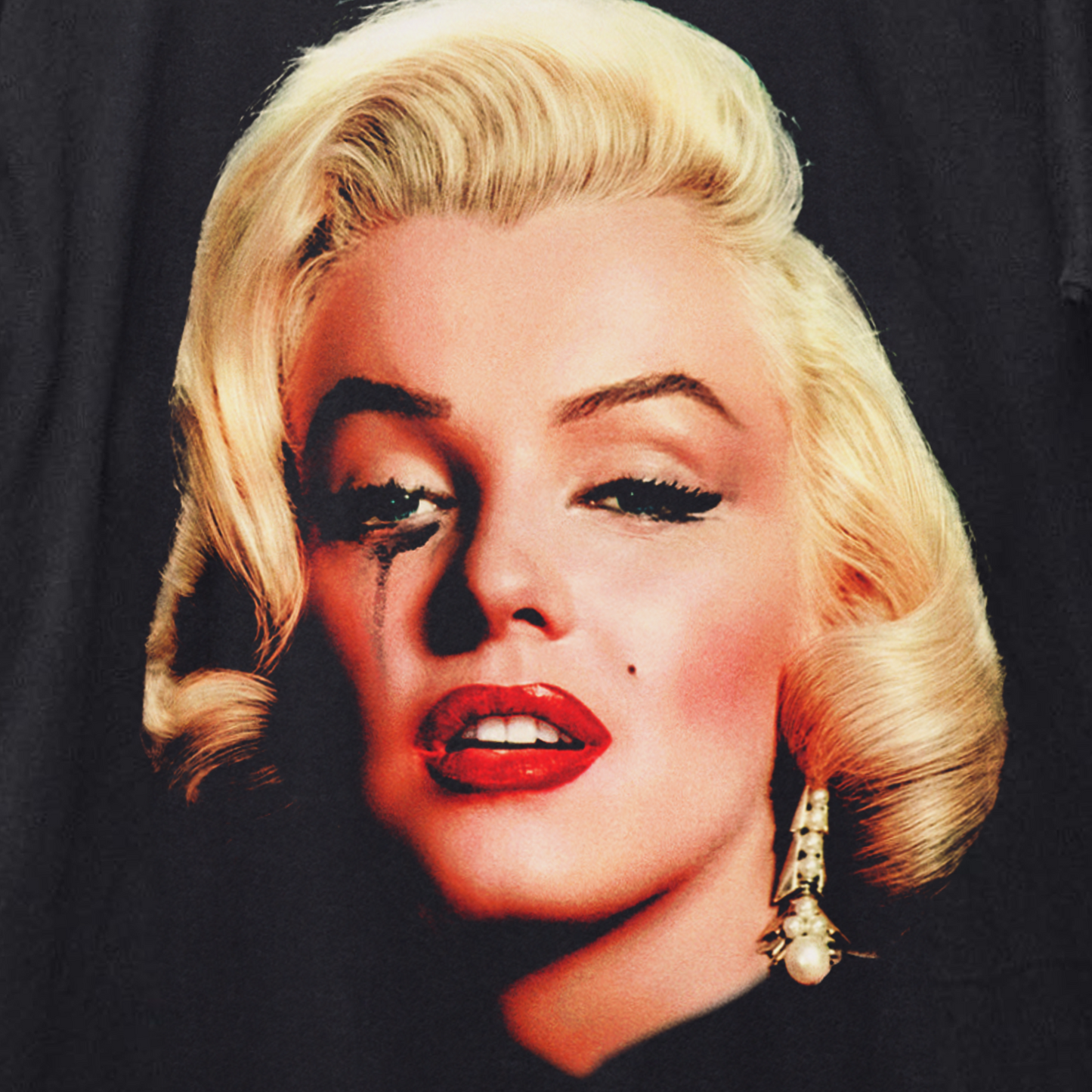 CRYING MARILYN MONROE HEAVYWEIGHT BLACK T-SHIRT